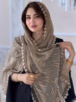 شال شیفون ترک خامه دوزی دور گل اورجینال(1503)