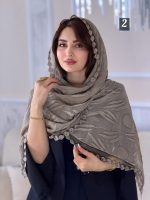 شال شیفون ترک خامه دوزی دور گل اورجینال(1503) - Image 7