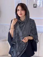 شال شیفون ترک خامه دوزی دور گل اورجینال(1503) - Image 11