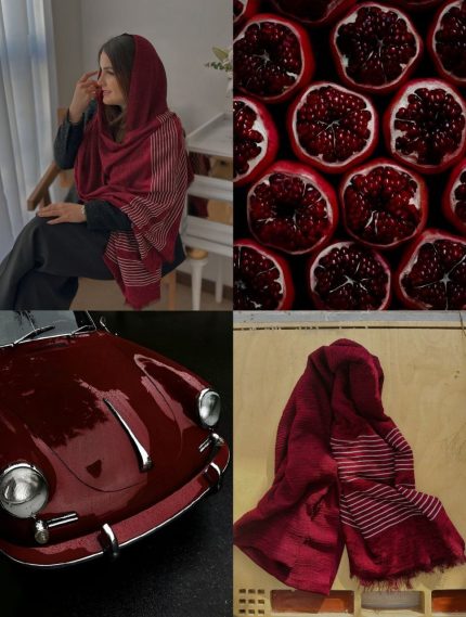شال پلیسه دور لمه و مخمل کبریتی