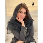 شال حریر مجلسی دولایه لمه نقره ای(1615) - Image 2
