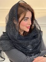 شال حریر مجلسی دولایه لمه نقره ای(1615) - Image 3