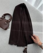 شال پلیسه دور لمه شاین قهوای(749) - Image 5