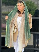 شال حریر هندی آبرنگی اورجینال(1596) - Image 4