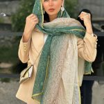 شال حریر هندی آبرنگی اورجینال(1596)
