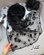 شال حریر گل  برجسته مخمل وارداتی(1592) - Image 3