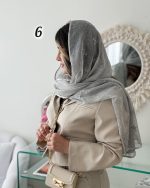 شال حریر شیفون سنگشور پاپیونی اورجینال(1435) - Image 7