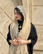 شال حریر  شیفون گل برجسته دور دانتل (۱۴۱۰) - Image 16