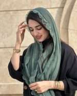 شال حریر  شیفون گل برجسته دور دانتل (۱۴۱۰) - Image 5