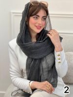 شال ابریشم راه راه وارداتی(6547) - Image 3