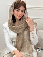 شال ابریشم راه راه وارداتی(6547) - Image 4