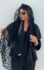 شال حریر گل  برجسته مخمل وارداتی(1592) - Image 13