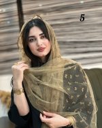 شال حریر تور مخملی پاپیونی(1514) - Image 9
