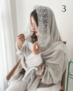 شال  شیفون ترک دور گلی اورجینال(1521) - Image 5