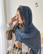 شال  شیفون ترک دور گلی اورجینال(1521) - Image 8
