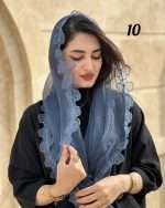 شال حریر  شیفون گل برجسته دور دانتل (۱۴۱۰) - Image 11