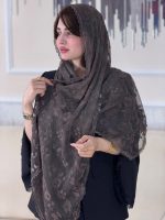 شال حریر شیفون پلنگی دور دانتل  (1500)