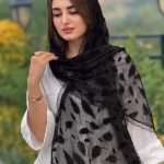شال حریر گل  برجسته مخمل وارداتی(1592)
