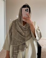 شال گیپور عنکبوتی پاپیون دانتل دار اصل(1504) - Image 14