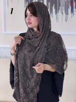 شال حریر شیفون پلنگی دور دانتل  (1500) - Image 6