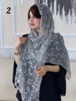 شال حریر شیفون پلنگی دور دانتل  (1500) - Image 5