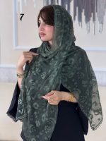شال حریر شیفون پلنگی دور دانتل  (1500) - Image 2