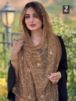 شال حریر شیفون پاپیونی خامه دوزی ترک(۱۴۲۵) - Image 2