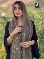شال حریر شیفون پاپیونی خامه دوزی ترک(۱۴۲۵) - Image 3