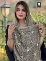 شال حریر شیفون پاپیونی خامه دوزی ترک(۱۴۲۵) - Image 6