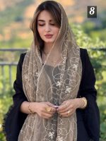 شال حریر شیفون پاپیونی خامه دوزی ترک(۱۴۲۵) - Image 7