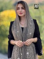 شال حریر شیفون پاپیونی خامه دوزی ترک(۱۴۲۵) - Image 9