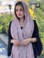 شال حریر شیفون پاپیونی خامه دوزی ترک(۱۴۲۵) - Image 13