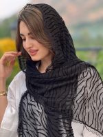 شال حریر گل  برجسته مخمل وارداتی(1592) - Image 17
