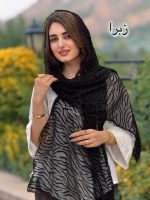 شال حریر گل  برجسته مخمل وارداتی(1592) - Image 11