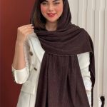 شال پلیسه دور لمه شاین قهوای(749)