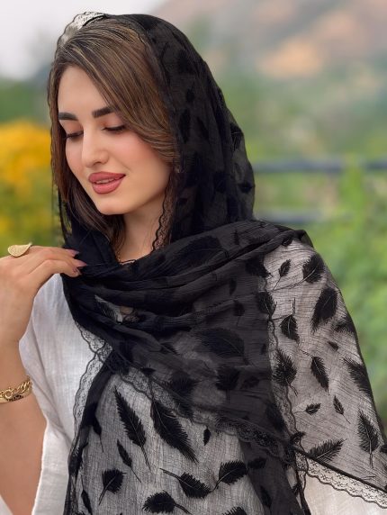 شال شیفون مخملی دانتلدار ترک (1443)